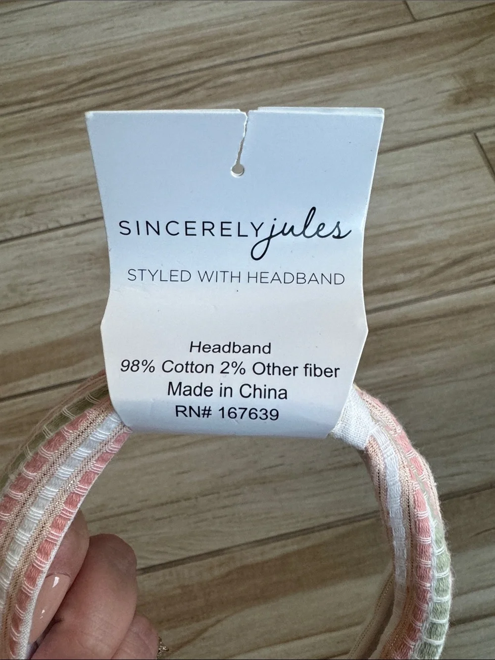 Sincerely Jules Pastel Pink & Green Striped Padded Headband